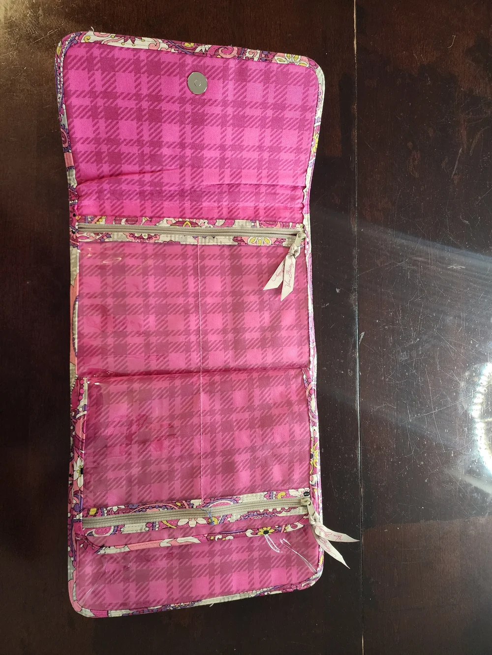 Vera Bradley Hot Pink Plaid Foldable Jewelry Case